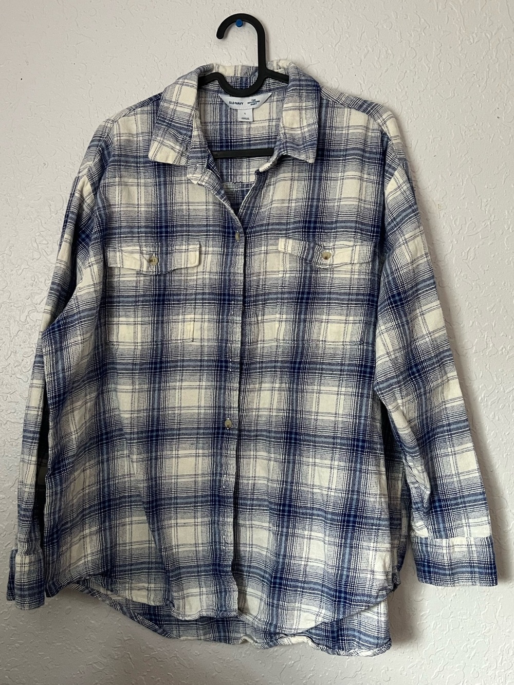 Old Navy Blue & White Plaid Button-Down Shirt